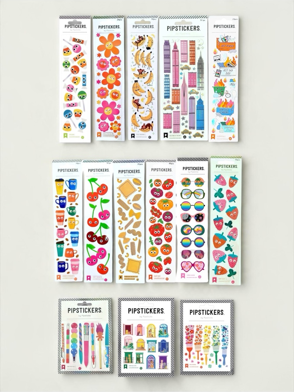 Pipsticks 14 Pack Sticker Bundle Kawaii Cute Planner Scrapbook Stickers NWT